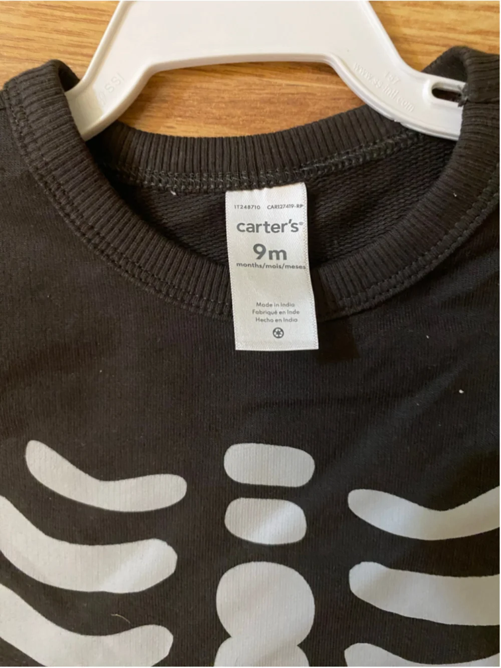 Baby Carter's Skeleton Bodysuit 9 Months Black and White NWT